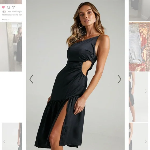 Showpo. | Dresses | Nwt Showpo Octavia Cut Out Waist Midi Dress In Black  Size 8 | Poshmark